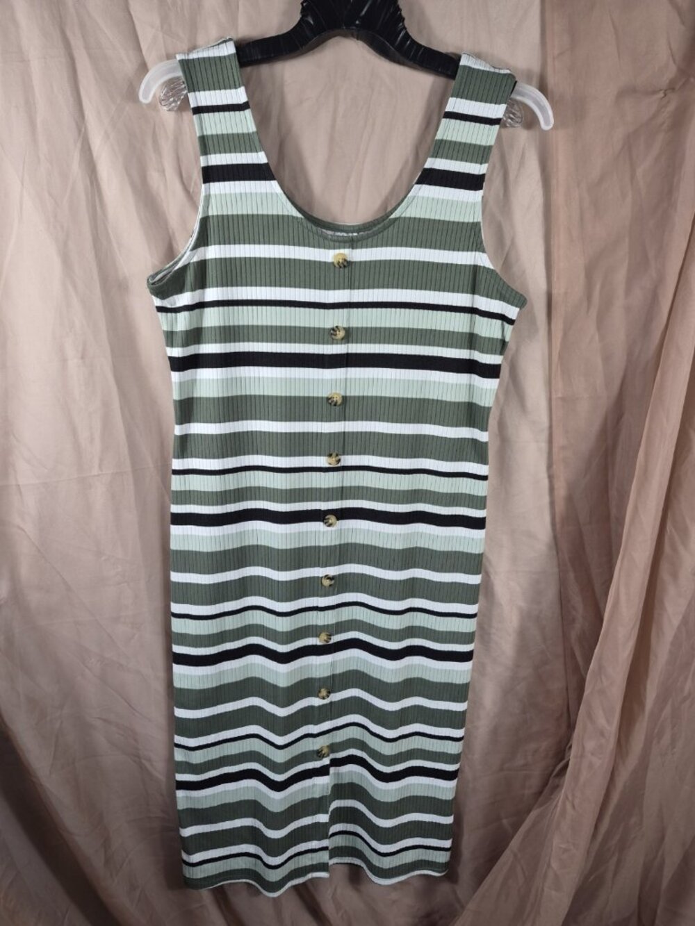 No Boundaries Women's Green Striped Nautical Summer Bodycon Midi Dress Size XXL